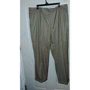 NWT Stafford Classic Fit Sharkskin Pleated Cuffed Men's Dress Pants 42x30 Taupe